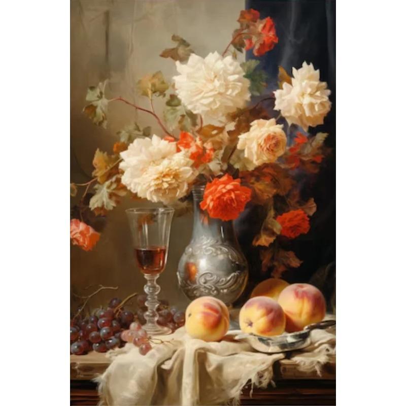 Dark Vintage Still Life Poster Prints For Living Room Home Decor Victorian Retro Flowers Fruits Picture Canvas Painting Wall Art