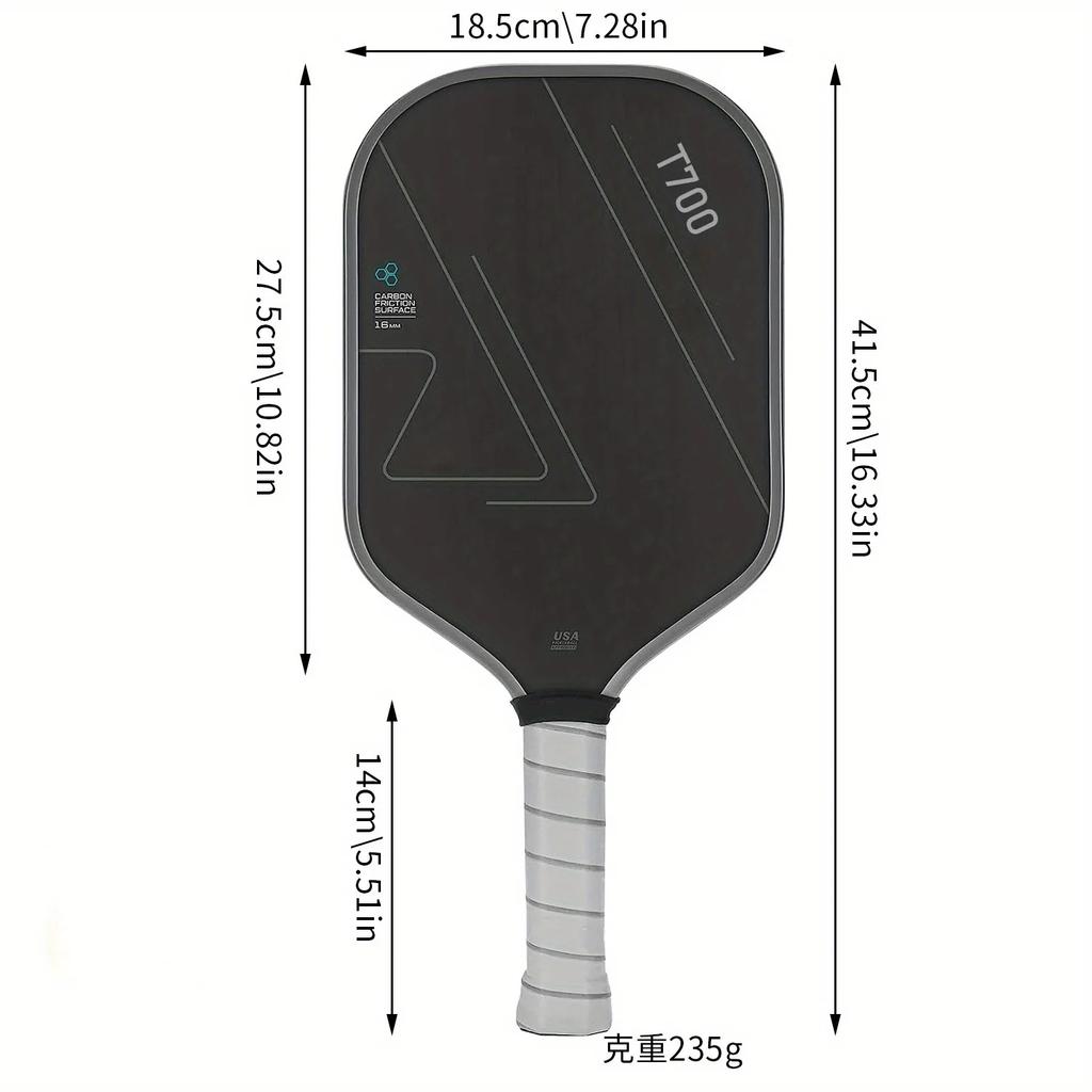Professional pickleball racket made of T700 carbon fiber, suitable for outdoor games and activities