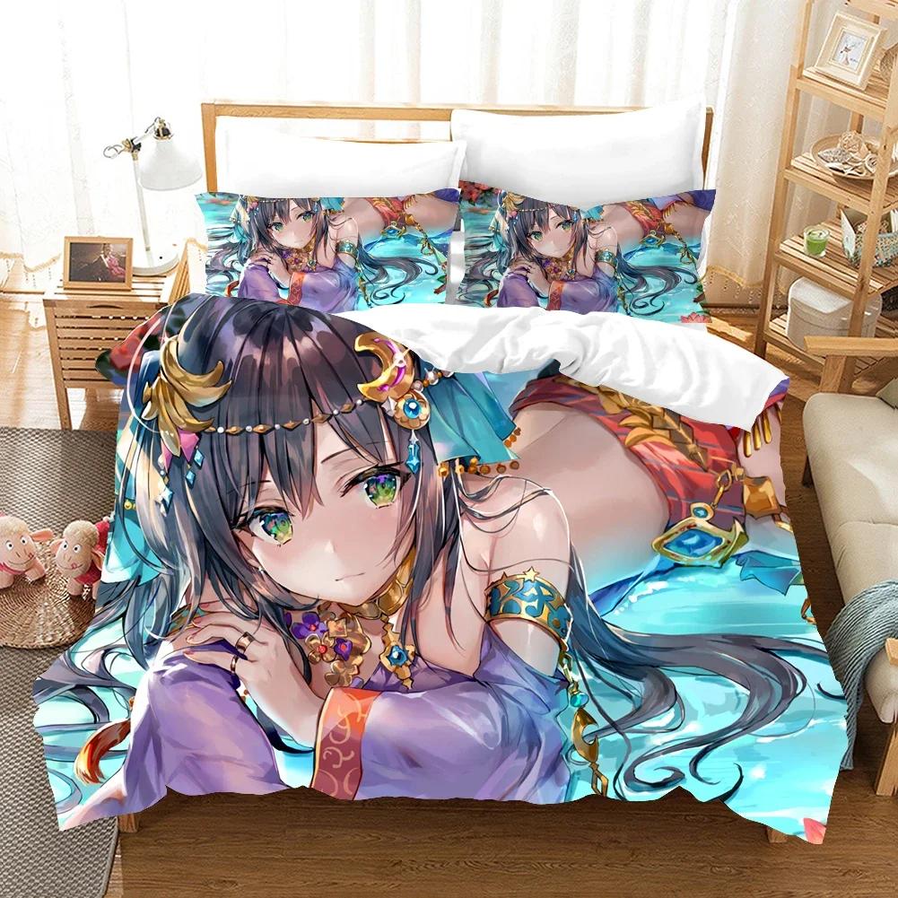Anime Girl Bedding Set Cartoon Fashion 3D Print Comforter Luxury Queen King Single Duvet Cover Set Home Textile Decor Modern
