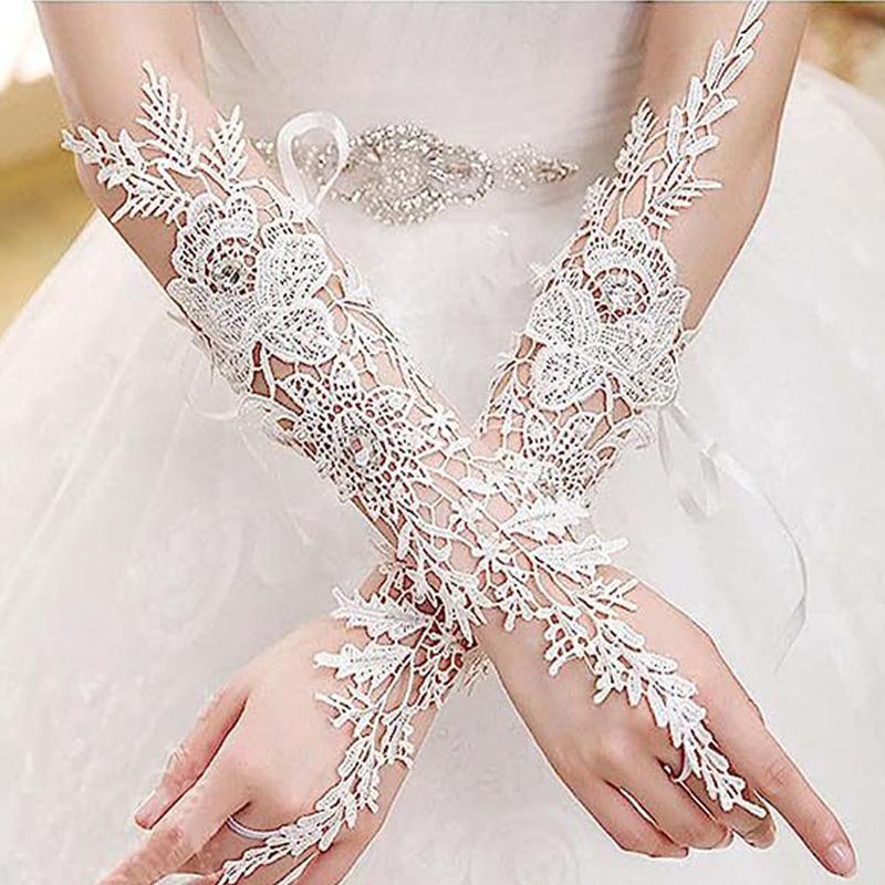 Nunta mireasa decupaj manusi lungi flori de dantela solubile in apa carlige de foraj alocate accesoriilor pentru manusi de minge