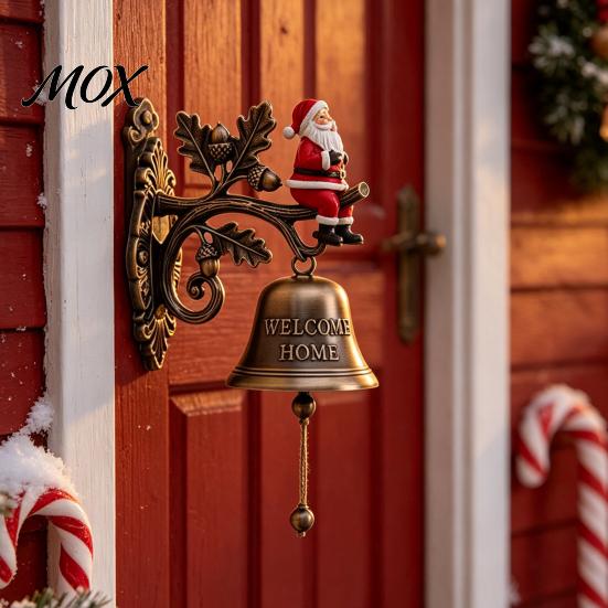 Resin Metal Hanging Bell Christmas Theme Welcome Doorbell, Vintage Door Bell, Decorative Indoor Living Room Decor Wall Mount for Garden Patio