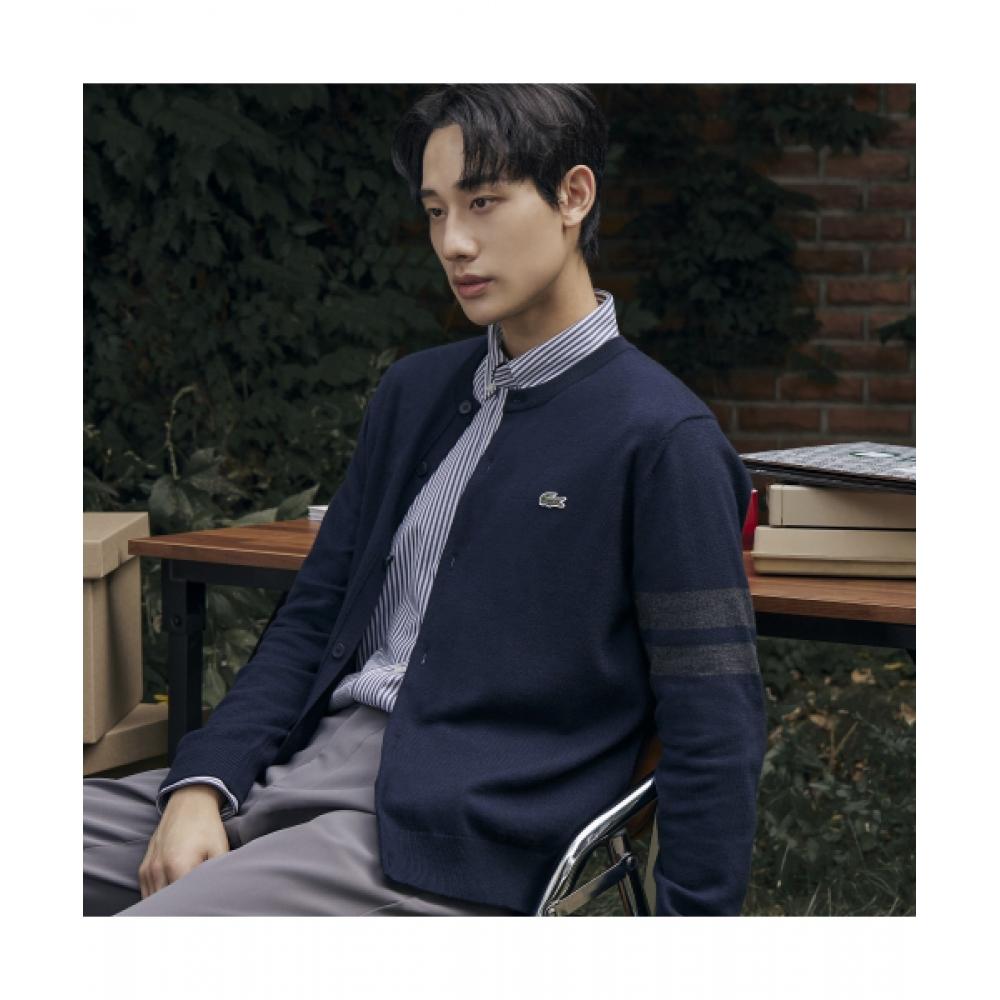 

LacoSte Men S Crewneck Sleeve Tip Cardigan [navy] 006