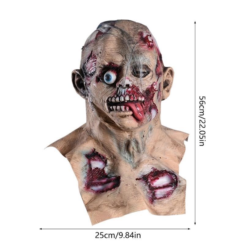 652F Halloween Latex Mask with Long Tongue Halloween Costume Realistic Mask Horror Headgear Accessories