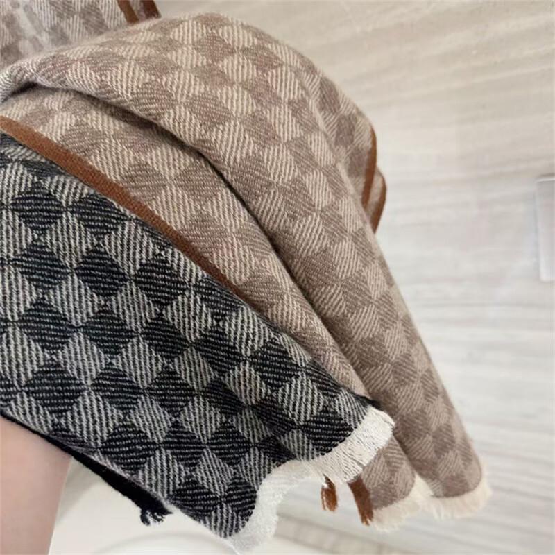 NINA SOLOR Checkerboard Cashmere Long Scarf