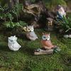 Small Animal Statues Mini Simulation Owl Resin Figurine, Lifelike Feather Texture Statue, Weather-Resistant Micro Fairy Garden Accessories Landscape