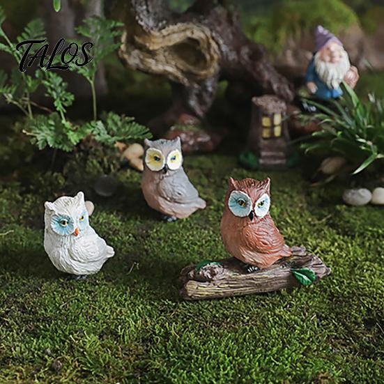 Small Animal Statues Mini Simulation Owl Resin Figurine, Lifelike Feather Texture Statue, Weather-Resistant Micro Fairy Garden Accessories Landscape