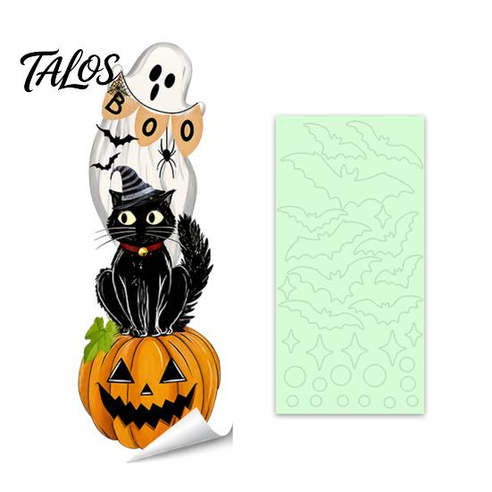 Talos Halloween Glow-in-the-Dark Window Cling, Spooky Ghost Skeleton Glass Sticker, Waterproof Static Decal for Holiday Party