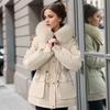 Womens Short Puffer Coat With Faux Fur Collar Thick Warm Cotton-Padded Winter Jacket Slim Fit Casual Outerwear