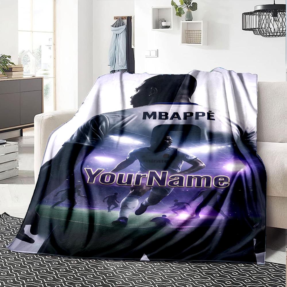 Mbappe Personalized Text Blanket Lightweight Personalized Blanket Warmthful Decor Great for Couch Livingroom Bedding Living Room