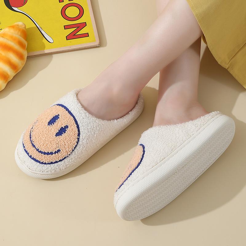 Neue Herbst- und Winter-Niedliche Cartoon-Smiley-Baumwollpantoffeln Zuhause Indoor Rutschfest Warme Pantoffeln