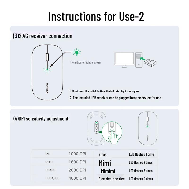 UGREEN Wireless Bluetooth Dual-mode Mouse