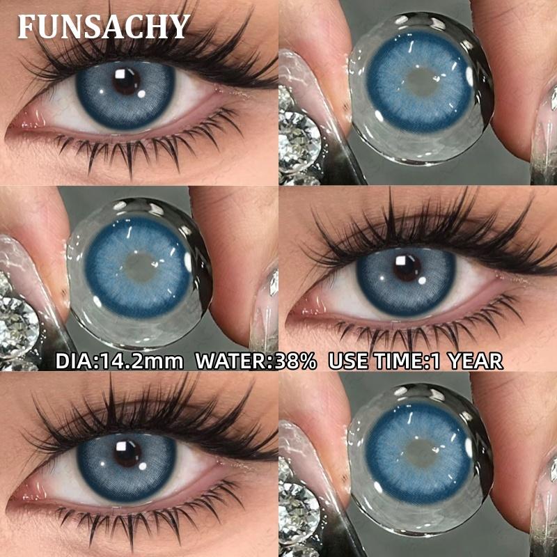 FUNSACHY 1pair Colored Contact Lenses Black Contacts Gray Lenses Natural Brown Contact Lenses Yearly Beautiful Pupils for Women