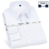 High Elasticity Non-Iron Slim Fit Men's Long Sleeve White Collar Business Casual Shirt with Pocket for Spring and Autumn.