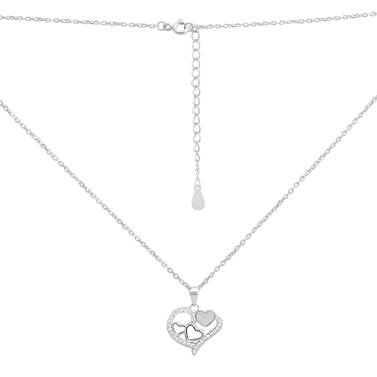 

Silver necklace with natural cubic zirconia, mother-of-pearl, item weight 2.61 g (2185581) 40-45cm білий