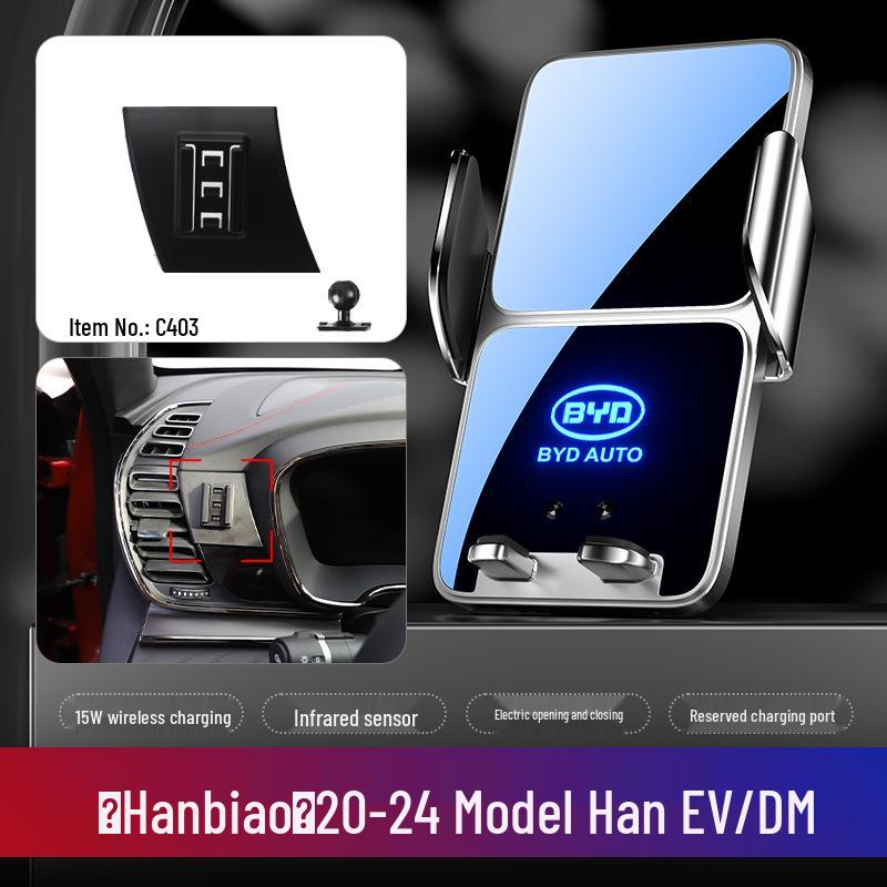 BYD Car Mobile Phone Holder for Dolphin, Qin Plus, Han EV, Tang DMI, Song MAX, Yuan PRO, and E5 Models.