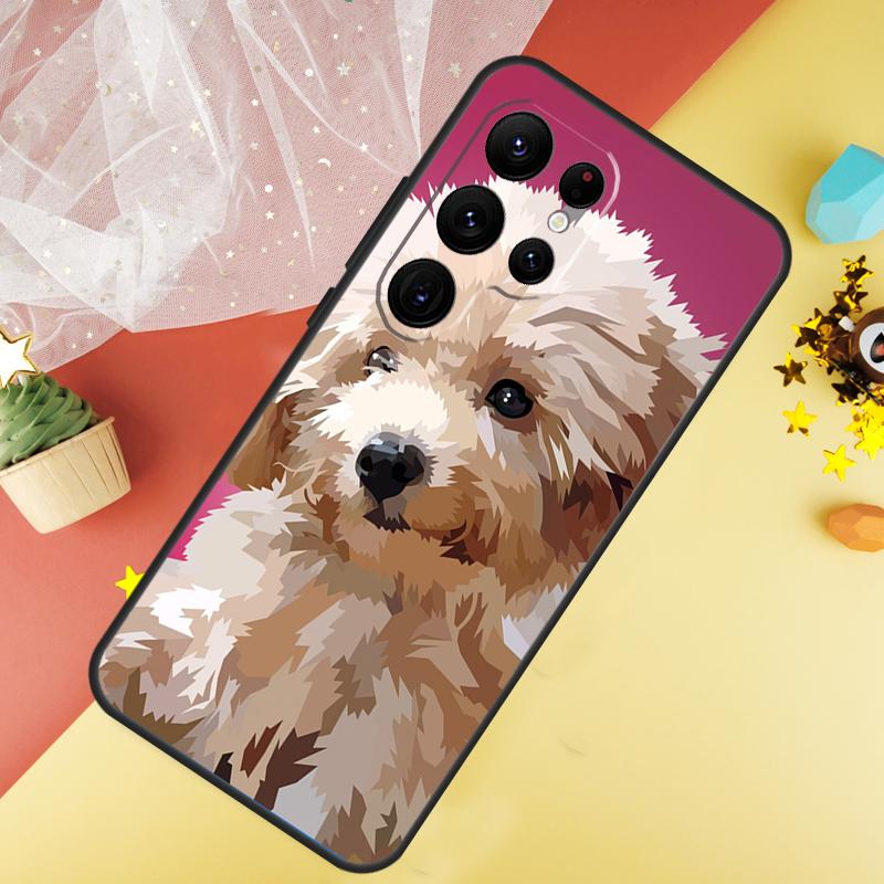 Cute Cartoon Poodle Case For Samsung Galaxy S24 Ultra S22 S20 S21 FE S8 S9 S10 Note 20 10 Plus S23 Ultra Cover