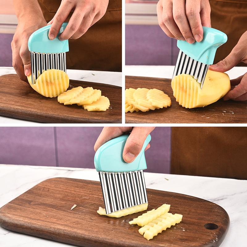 1/2Pcs Stainless Steel Wavy Potato Cutter Multifunctional Wave Vegetable Slicer for Fries Potato Strip Cutting Kitchen Gadget 3