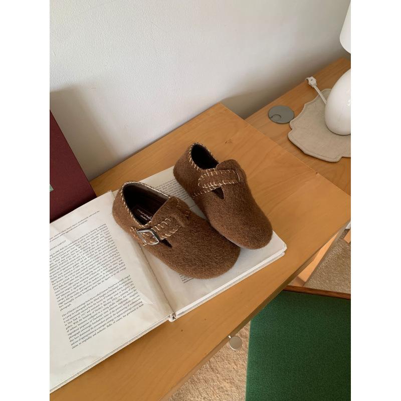 

Inner heightening retro belt buckle shoes women s shoes spring and autumn 2025 new lazy one-pedal Boken single shoes 39 коричневый