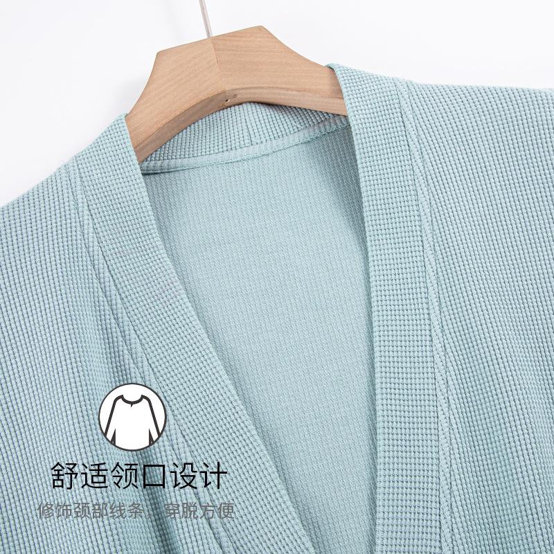 Nachthemd Damen Frühling und Herbst Baumwolle Langärmelig Herbst Baumwolle Mittel und Lang Bademantel Pyjama Damen Integrierter Yukata Loungewear