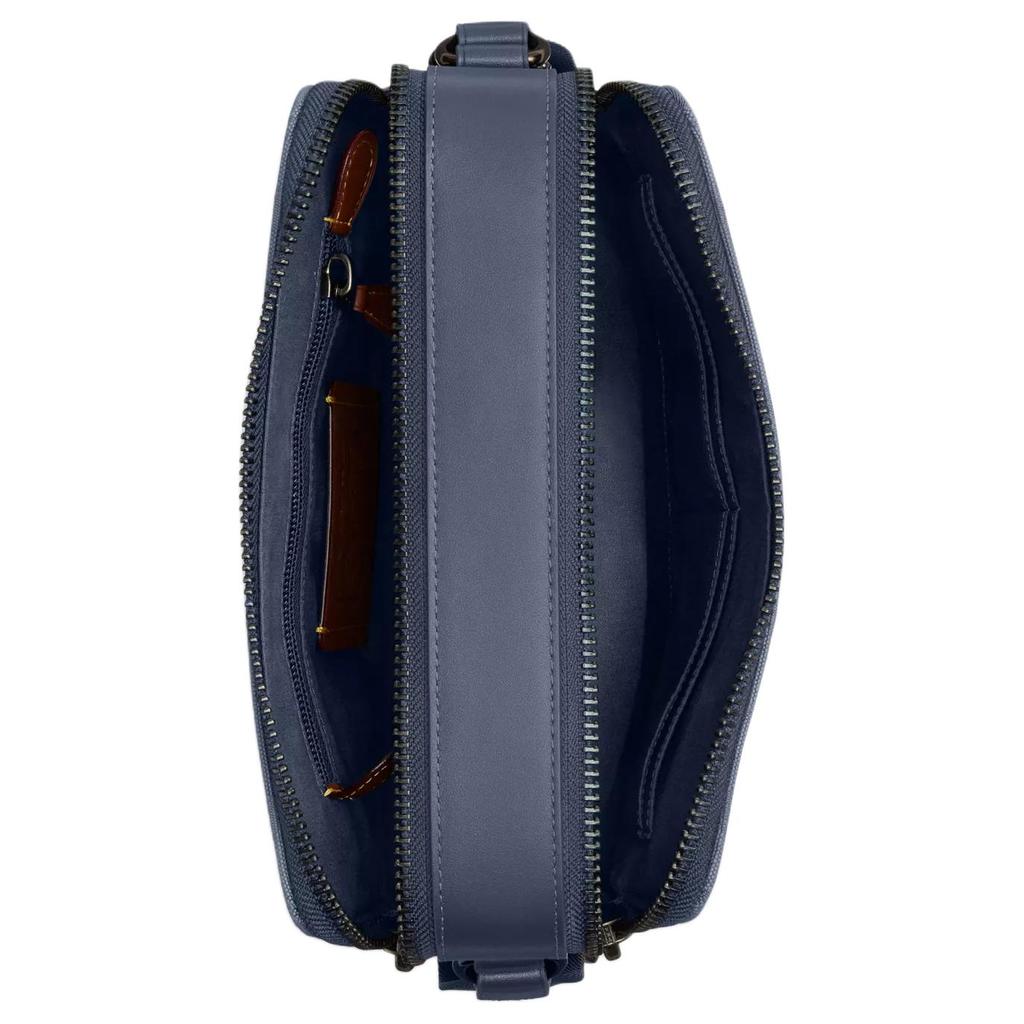 Coach Charter 24 Brand Micro Logo Adjustable Shoulder Strap Floral Canvas And Leather Crossbody Bag Medium Men crossbody bag Blue CU475-D61