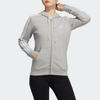 Adidas Striped Logo Casual Sports Hooded Jacket Women Jacket Gray GV6021