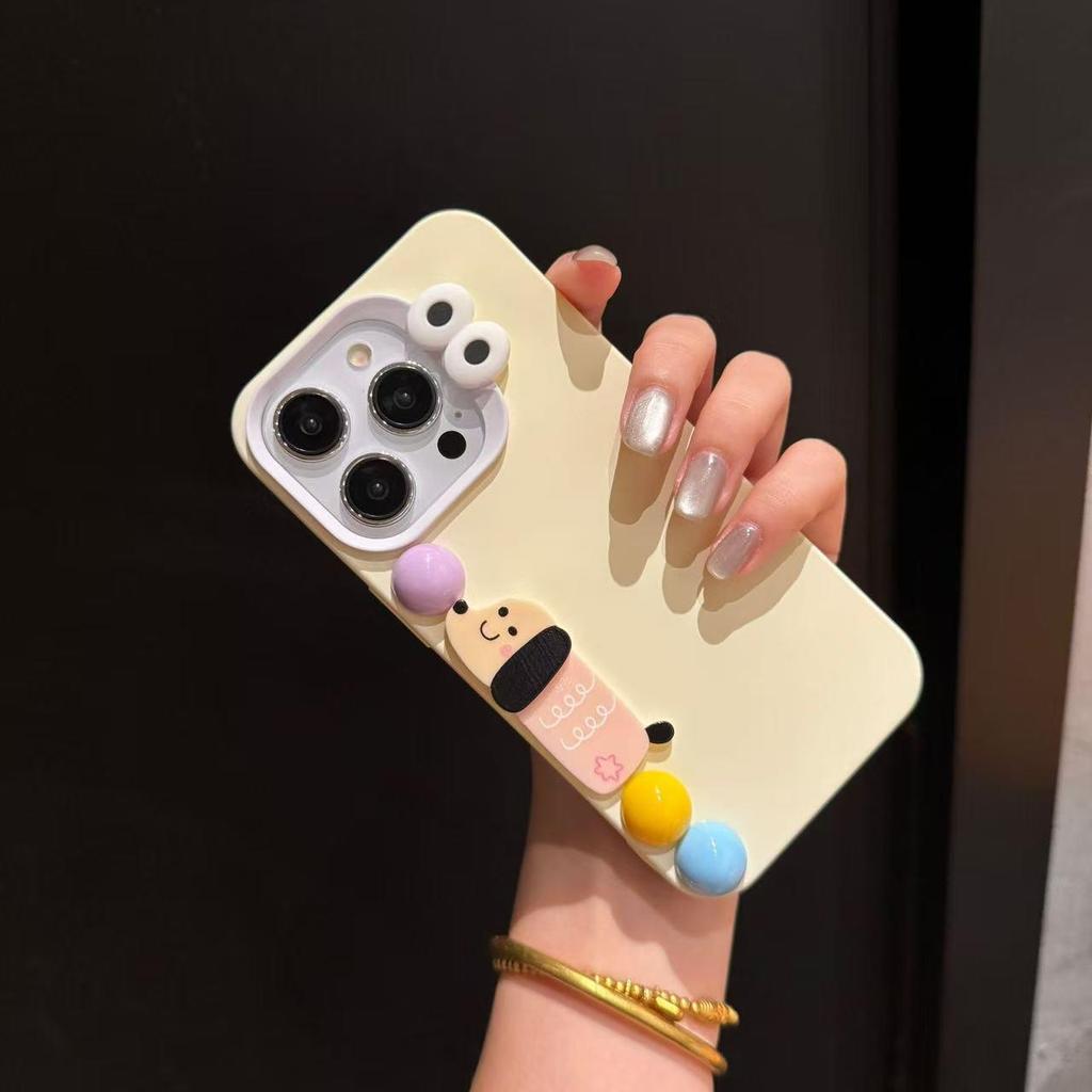 Koreanische 3D-Tier-Handyhülle mit Kette für iPhone 17 Pro Max, iPhone 15, 16, 14 Pro