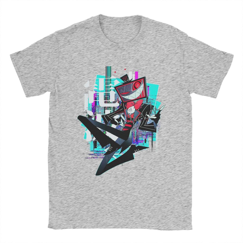 Koszulka Anime Vox Hazbins Hotels Męska Vintage Bawełniana Koszulka Okrągły Dekolt Krótki Rękaw Koszulki 4XL 5XL Ubrania