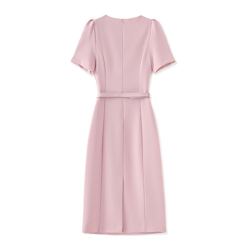 Quiet Luxury Bow Adorned Summer Dress - Elegant Waist-Hugging Style