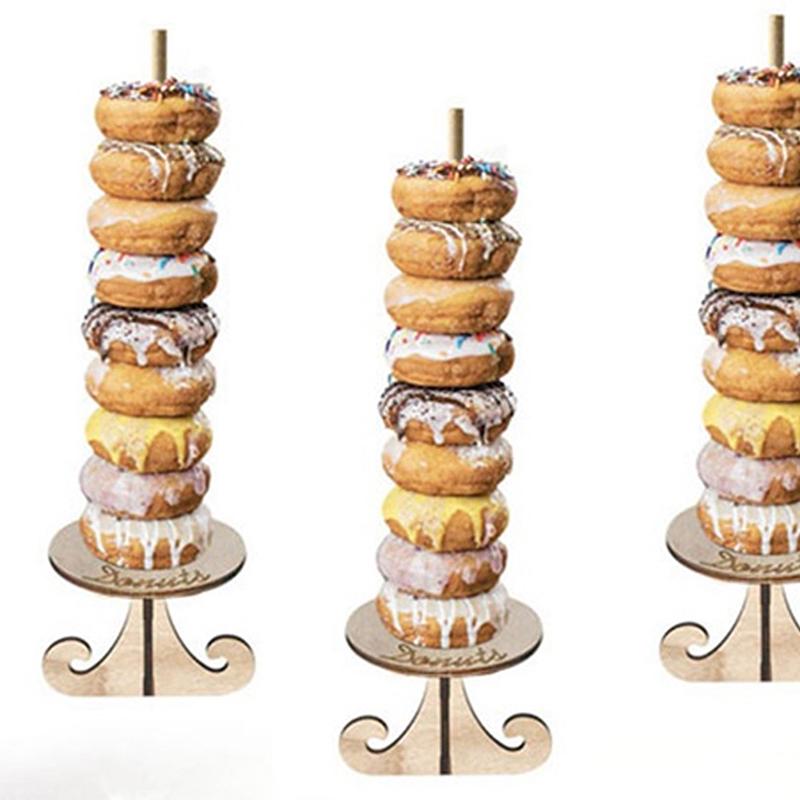 Wooden Donut Display Stand Rack Diy Wall Doughnut Dessert Rack Birthday Decor