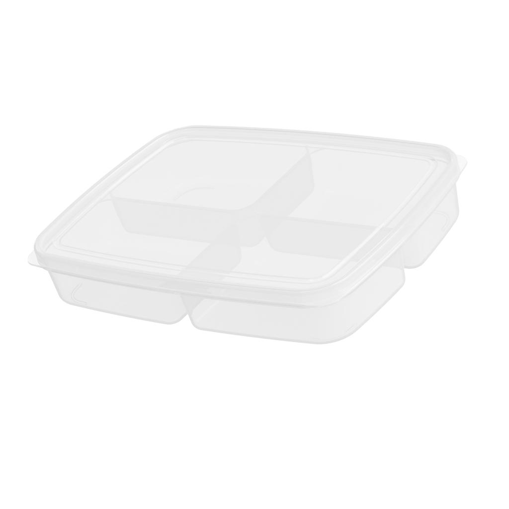 Divided Food Organizer Box PP 4 Compartment Refrigerator Food Storage Freshness Keeper Box for