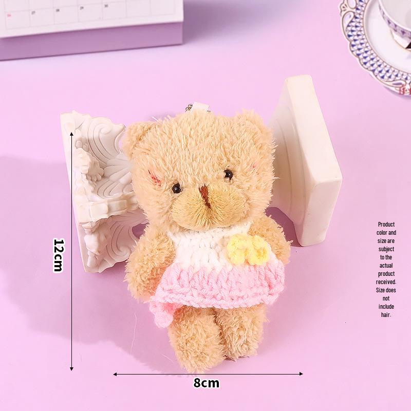 Blush Bear Doll Keychain: Cute Skirt Plush Heart Bag Charm Gift