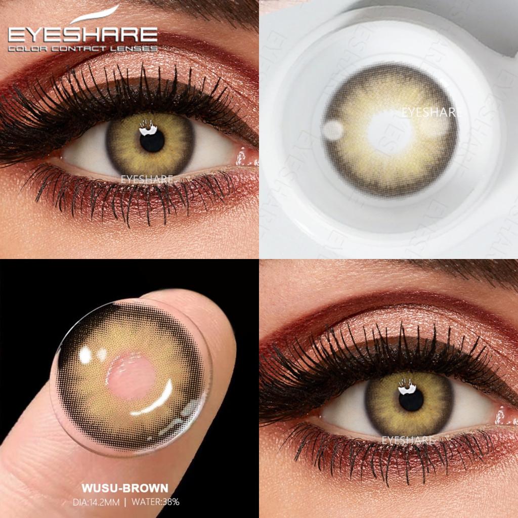 Eyeshare 2 buc = 1 pereche Lentile de contact colorate pentru ochi Ochi albaștri Lentilă de culoare Lentilă roșie Lentilă naturală anuală 14,2 mm