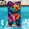 1pc Floral Collection Oversized Soft Printed Beach Towel - Vibrant Cartoon-Style Floral Pattern, Lightweight Super Fine Fiber