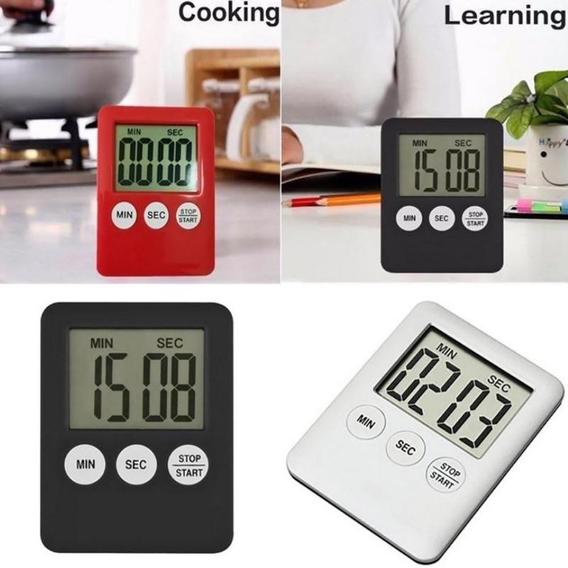 Temporizador de cocina LCD Digital grande, cuenta atrás, reloj, alarma magnética