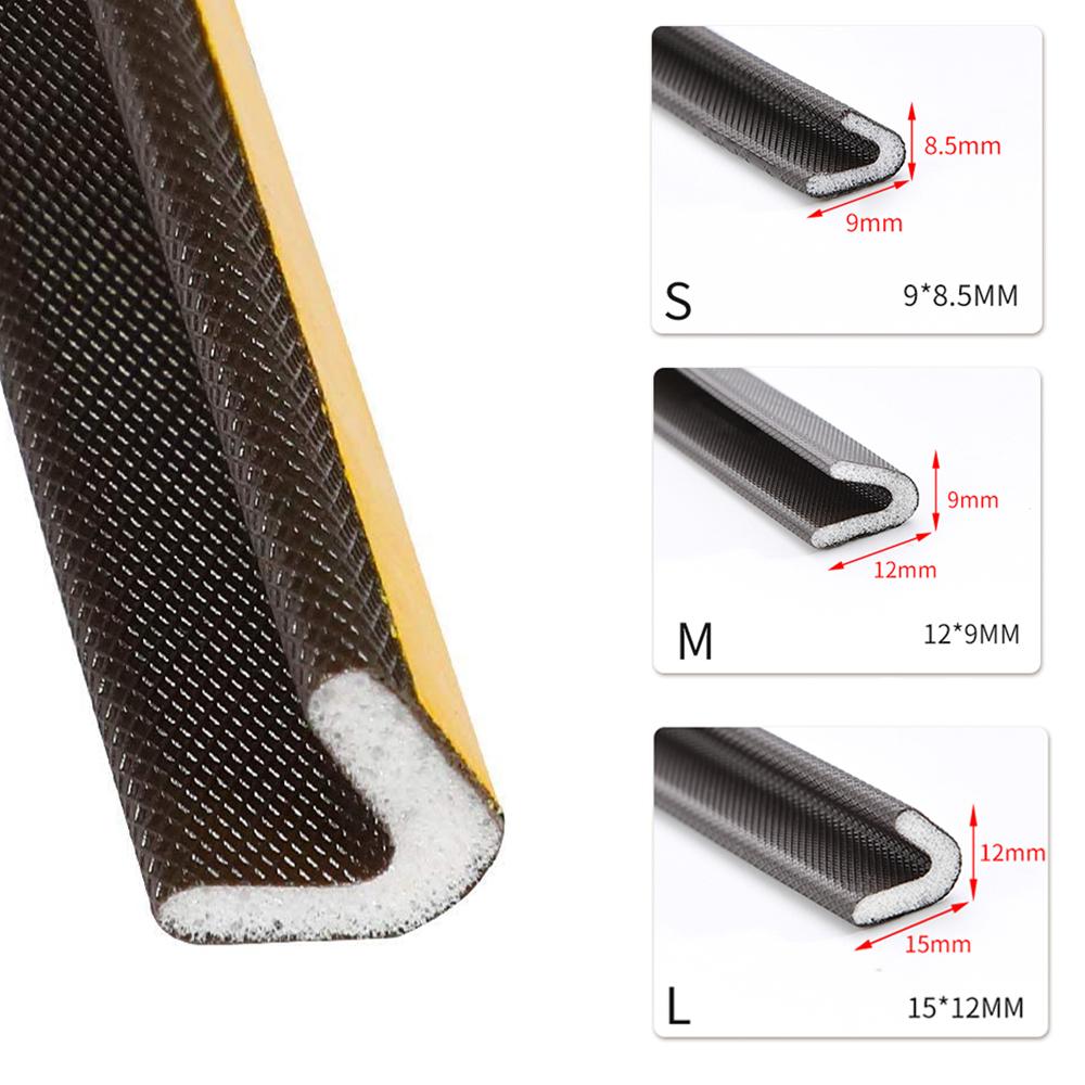 2M14M V Shape Adhesive Weather Stripping Door Frame Seal PU Foam Window Insulation Anti Collision Soundproof Tool Brown