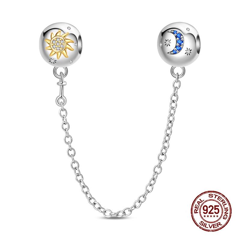 100% Copper Original Stars Moon Flower Safety Chains Spacer Beads Charms Fit 3Mm Bracelet Diy Jewelry Guardian Gift