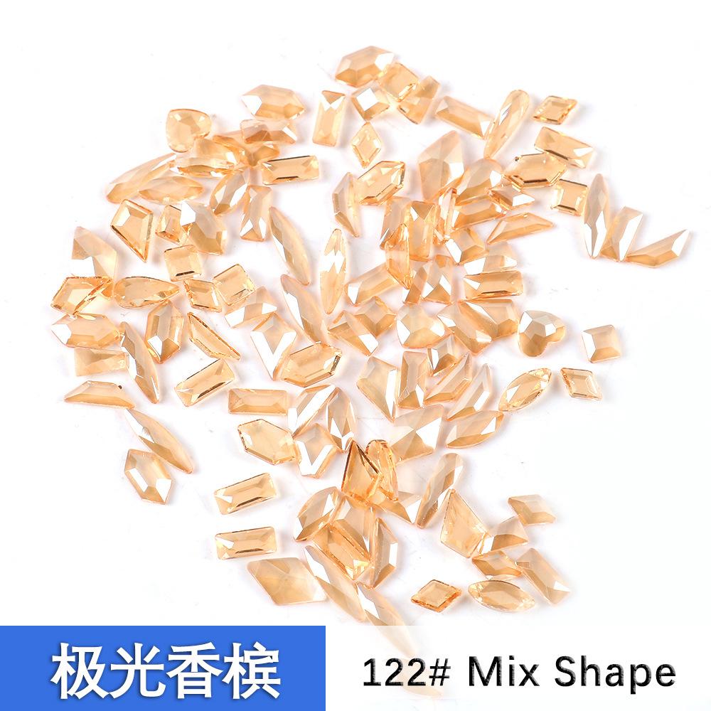 Nail Art Aurora Diamond, Warm Elf With The Same Champagne Flat Bottom Special-Shaped Diamond Mixed With 100 Internet Celebrity Nail Art Diamonds