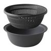 Marna 21cm Colander Bowl Set Colander and Bowl Dark K837DGY (Microwave/Heat/Stackable) - Set, Heat-Resistant, Dishwasher-Safe, Gray, (Marna Basics)