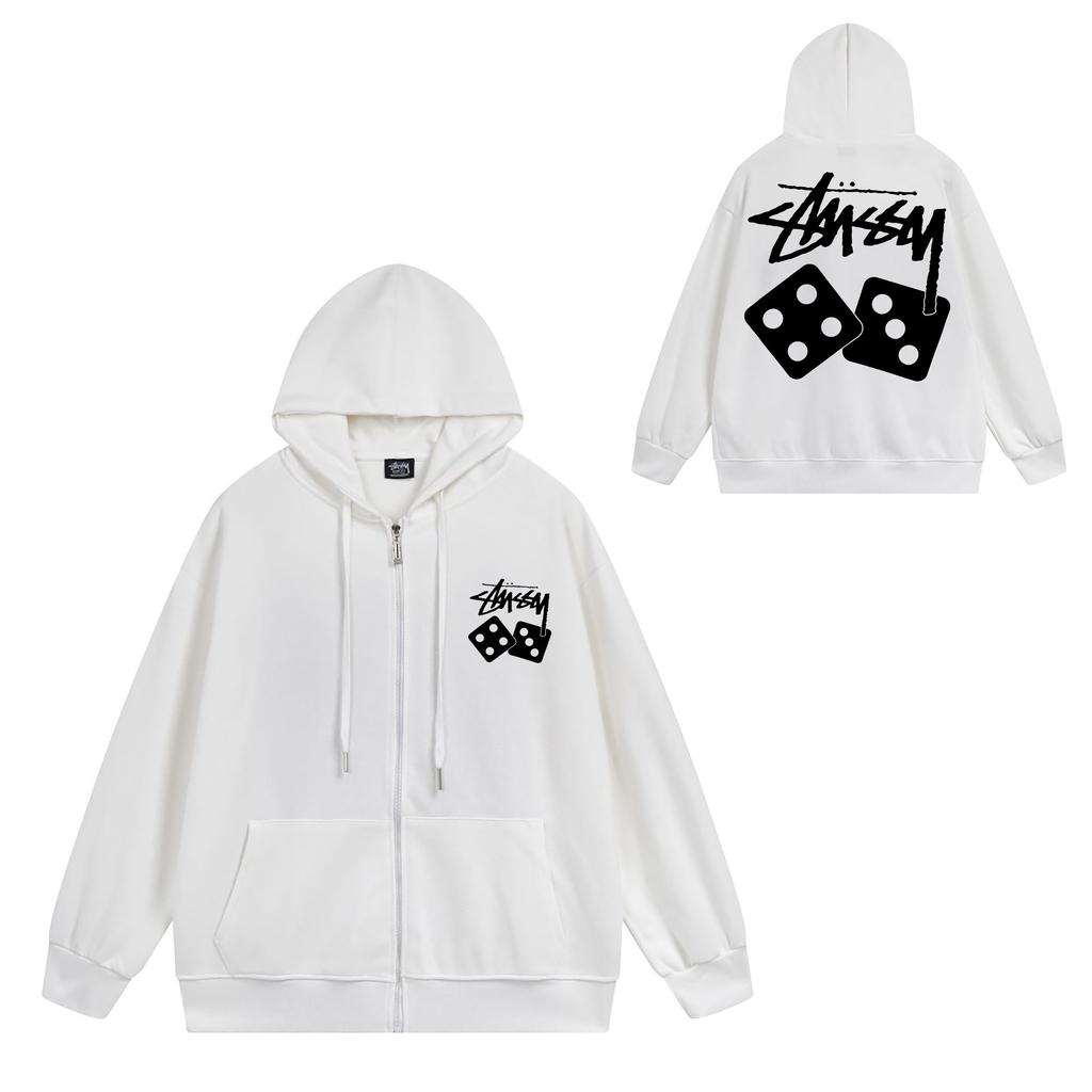 Trendy brand zipper hooded autumn and winter new letter flame pai jiu couple coat