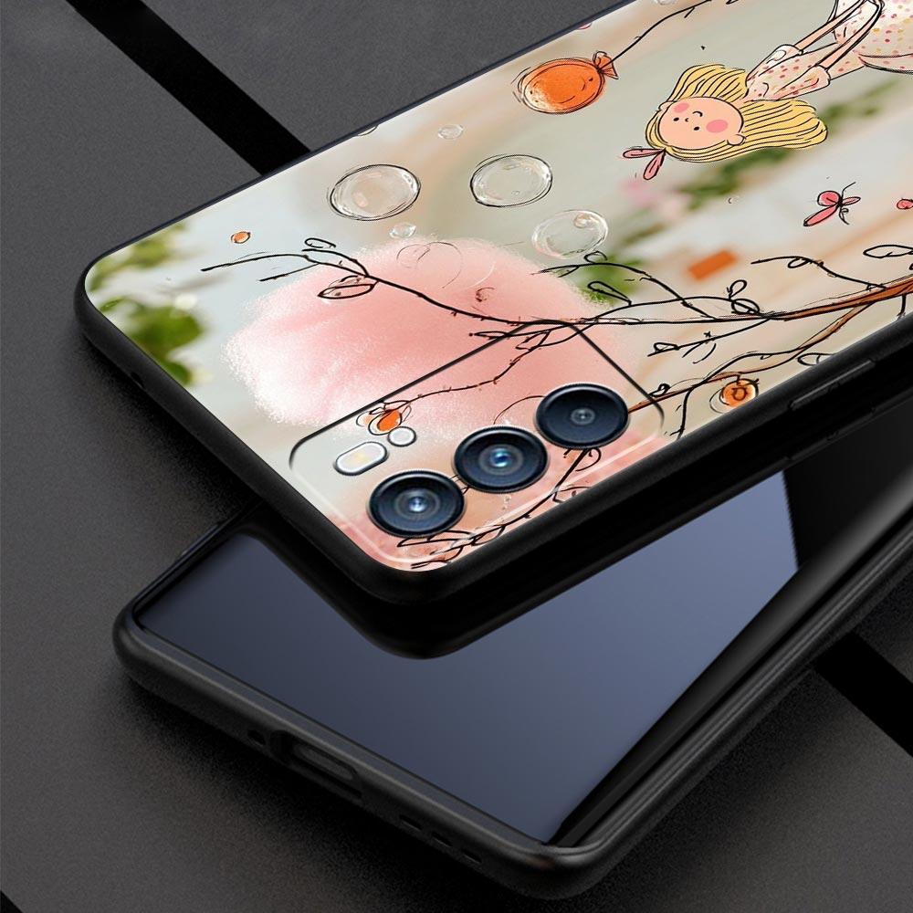 Cartoon Girl Phone Case For Oppo A17 A31 A54 A57 A78 A79 A98 Find X5 X6 Reno 6 7 8 10 11 12 13 F Pro 5G Soft TPU Cover Funda Bag