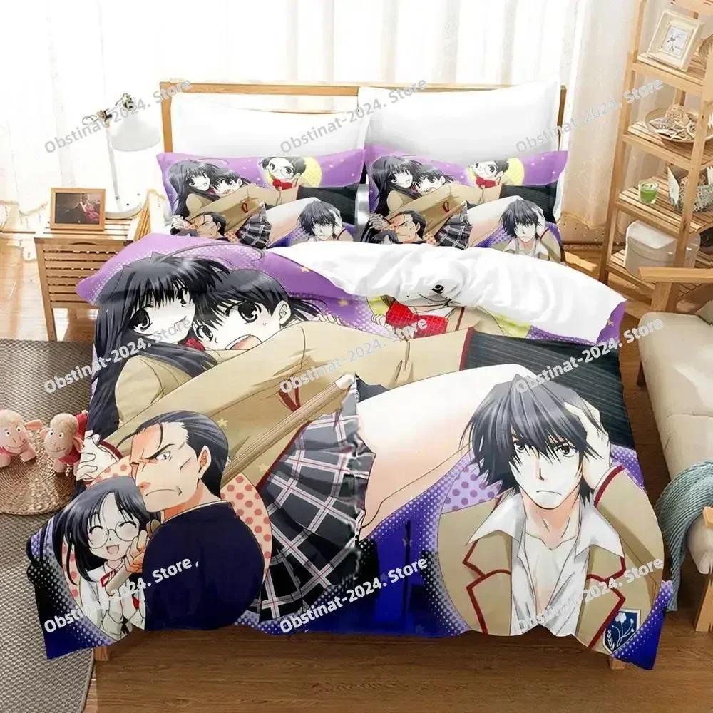 3D Anime Kawai Young Girls Kanokon Beding Set Printed Bed Linen Set With Pilowcase Soft Duvet Cover Soft Single Double Quen Super King-Sized Dimension