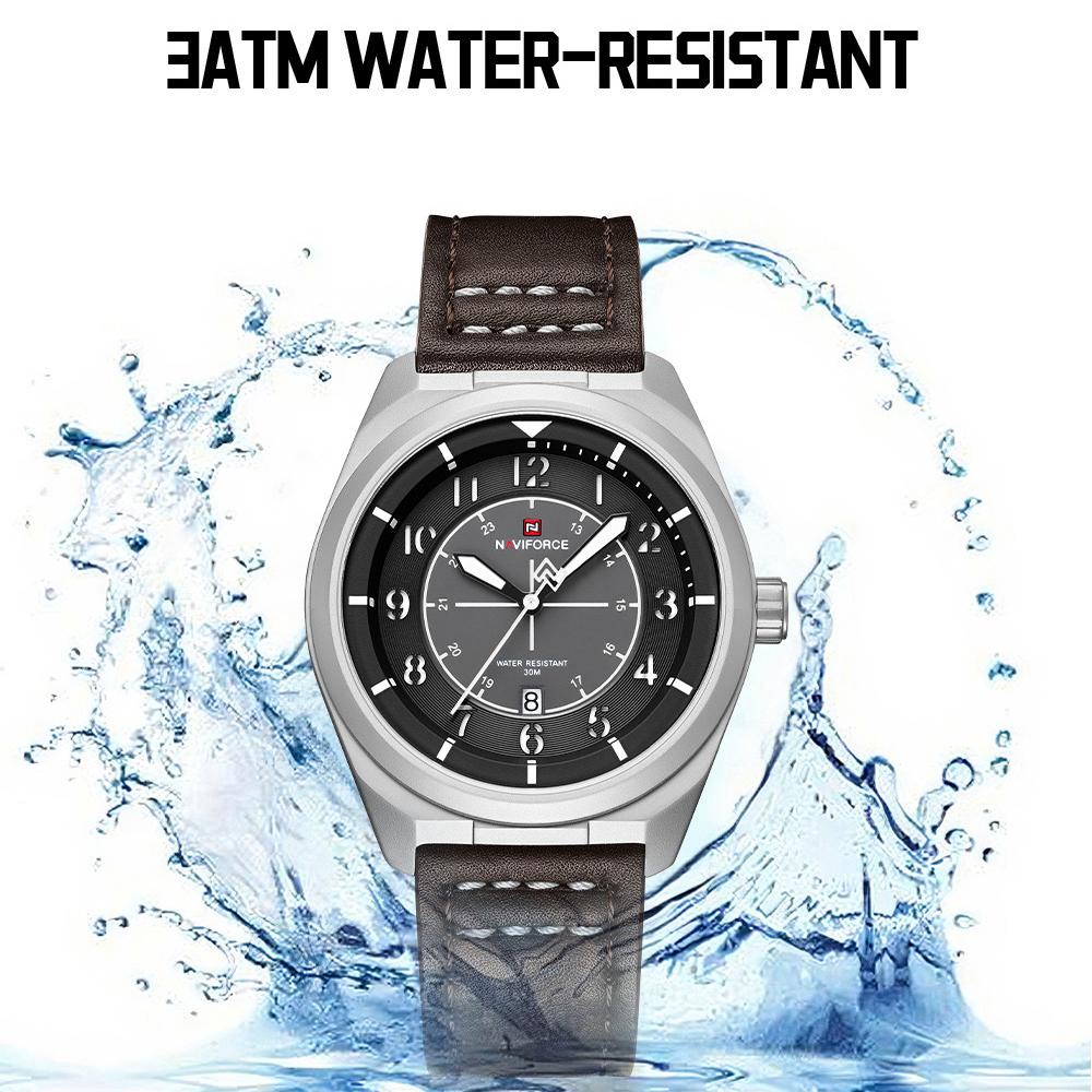 NAVIFORCE Original Men Fashion Quartz Watch Leather Strap 30m Waterproof Calendar Compass Design Men Leisure Business Watch NF9281L