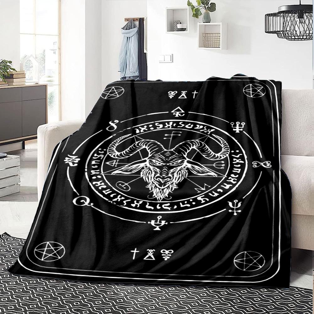 Satan Print Flannel Blanket High Quality Warm Comfortable Cover for All Seasons Perfect for Gifts Home Decor