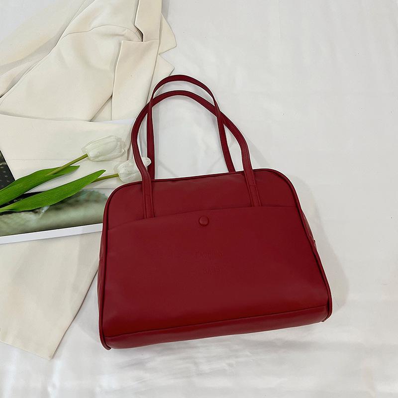 2025 winter new Korean niche design underarm women's bag temperament solid color retro large capacity shoulder tote bag