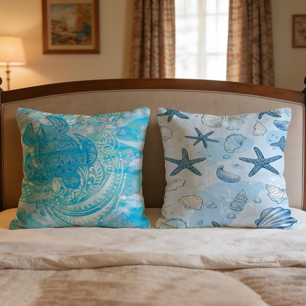 Light Blue Ocean Ripple Cushion Cover 1Pcs Decorative Covers Soft Cushion Case For Sofa Couch Decor 40X40 45X45 Pillowcases