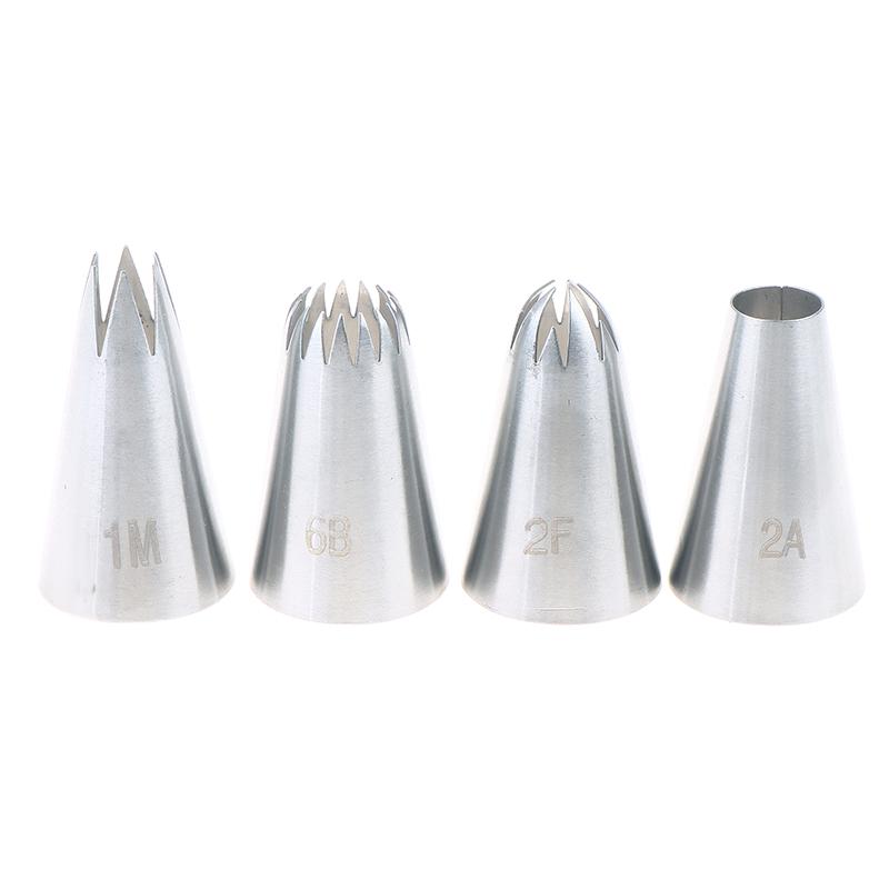 1M/2A/2F/6B Spritstans för tårta DIY Glasyr Spritsmunstycken Bakverkstips Fondant Tårtdekorationsspets Munstycke i rostfritt stål Bakverktyg