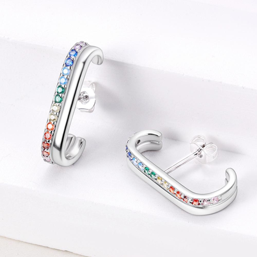 

Silver 925 Spliced Colorful Stud Charming Fashion Earring Fine Jewelry for Women Gift