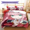 DARLING in the FRANXX Zero Two Pattern Bedding,Quilt Set Quilt Cover Pillowcase Home Birthday Gift (1 * duvet cover + 2 * pillowcase, without core)