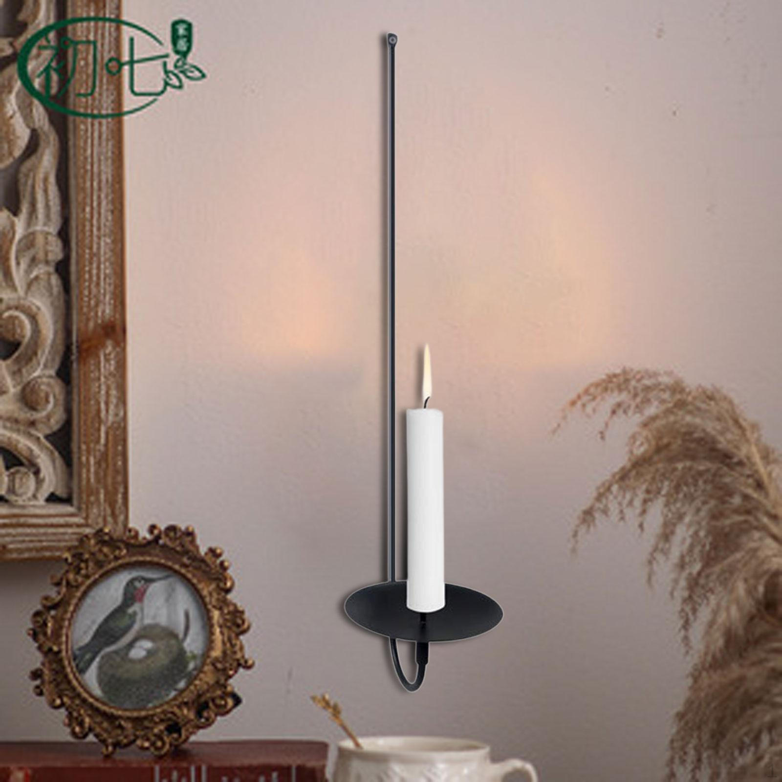 

Metal Wall Mounted Candle Holder 43x9cm for Dining Room Multifunctional Easily Install Accessory