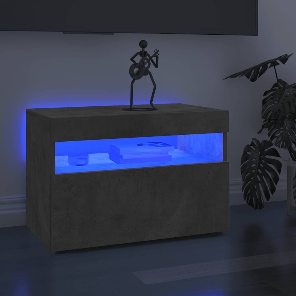 vidaXL TV-Schrank mit LED-Leuchten Betongrau 60x35x40 cm graue